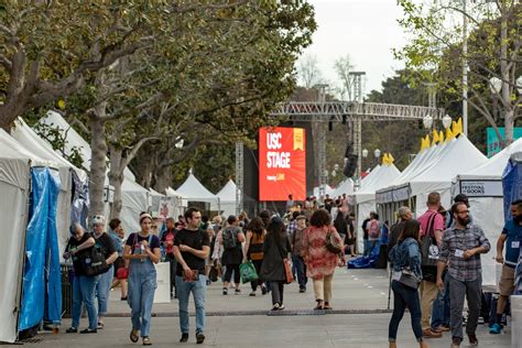La times festival of books - Apr 23, 2023 · April 22, 2023 6:50 PM PT. James Ellroy walked onstage Saturday in teal slacks, a bubble-gum pink button-up and white Converse sneakers, motioning for the L.A. Times Festival of Books audience to ... 